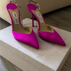 Jimmy Choo Pink Heels with Crystal Embellishments